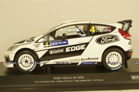 Ford Fiesta RS WRC Ford World Rallye Team Rallye Finland 2012 Solberg / Patterson, 151120804, Minichamps 1:18