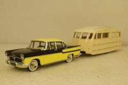 Simca Vedette Chambord with Henon Caravan 1958 yellow/black/creme, Norev 1:43