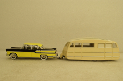 Simca Vedette Chambord with Henon Caravan 1958 yellow/black/creme, Norev 1:43
