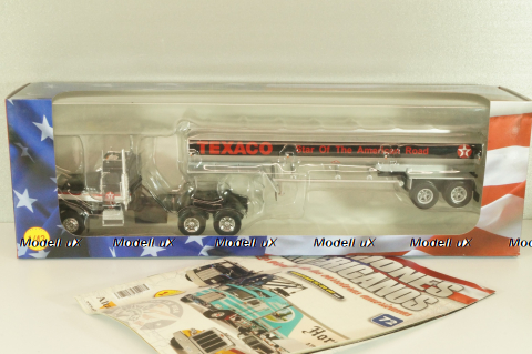 Freightliner FLC 120 64T truck with Semitrailer Texaco 1977, silver/ black, American trucks, Spain, #72, Altaya 1:43