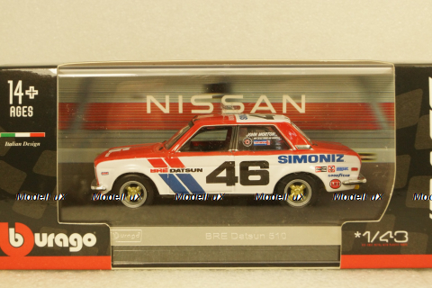 Datsun 510 Bre #46 Racing 1972 , BU38301, Burago 1:43