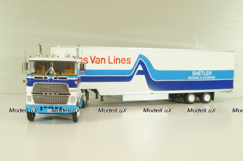 Ford CL 9000 truck with Semitrailer "Atlas Van Linas" 1983, white with blue lines, American trucks, Spain, #89, Altaya 1:43