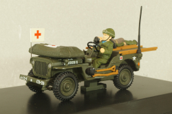 Jeep Willys Ambulance U.S. Army Normandy 1944 with 2 figuren, green, R028, Victoria 1:43