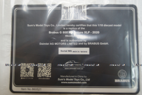 Mercedes G800 Brabus XLP Adventure Pick Up, black, ALM860521, Almost Real 1:18