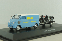 DKW Schnellaster Typ 30  with trailer and 2 motorrad 1955, blue, 450745600, Schuco 1:43