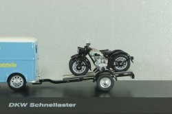 DKW Schnellaster Typ 30  with trailer and 2 motorrad 1955, blue, 450745600, Schuco 1:43