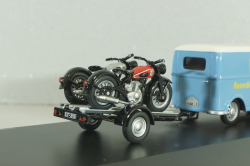 DKW Schnellaster Typ 30  with trailer and 2 motorrad 1955, blue, 450745600, Schuco 1:43