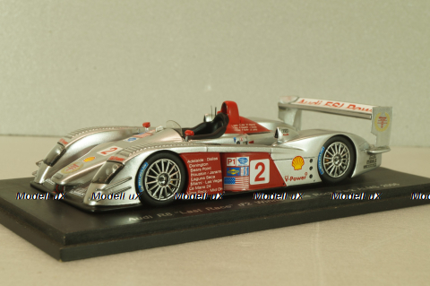 Audi R8 "Last race" #2, winner Lime Rock Park ALMS 2006, silver, S0677, Spark 1:43