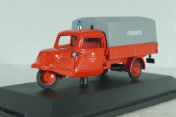 Tempo Hanseat Planetwagen "150 years Berline fire brigade" 1955, Fire Truck, red, 02214, Schuco 1:43