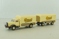 Henschel HS 140 with trailer Brandt, beige, 7314, Brekina 1:87
