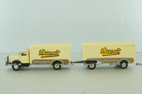 Henschel HS 140 with trailer Brandt, beige, 7314, Brekina 1:87