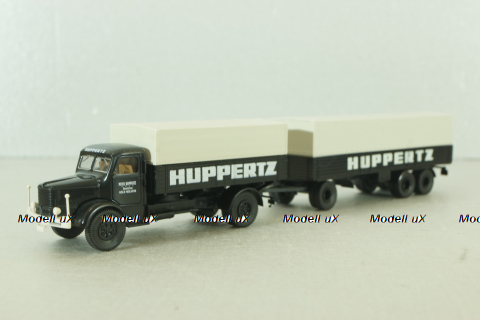 Krupp Mustang with trailer 3-axle, Huppertz, black, 7720, Brekina 1:87