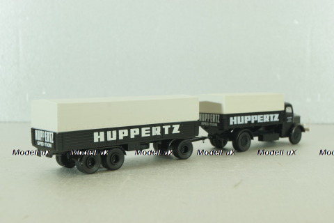 Krupp Mustang with trailer 3-axle, Huppertz, black, 7720, Brekina 1:87