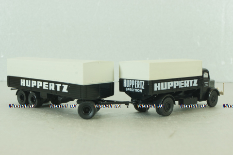 Krupp Mustang with trailer 3-axle, Huppertz, black, 7720, Brekina 1:87