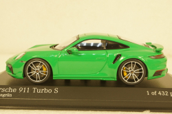 Porsche 911 (992) Turbo S Coupe Sport Design  2021, green, 410060071, Minichamps 1:43