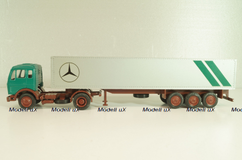 Mercedes-Benz 1632 S tractor with semi trailer "Mercedes" green/silver,  556, NZG 1:50