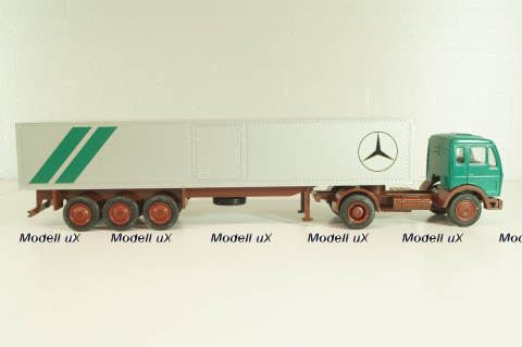 Mercedes-Benz 1632 S tractor with semi trailer "Mercedes" green/silver,  556, NZG 1:50