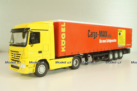 Mercedes-Benz Actros 1846 tractor with semi trailer "Cargo-Maxx" yellow/red, 555, NZG 1:50