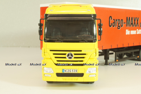 Mercedes-Benz Actros 1846 tractor with semi trailer "Cargo-Maxx" yellow/red, 555, NZG 1:50