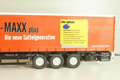 Mercedes-Benz Actros 1846 tractor with semi trailer "Cargo-Maxx" yellow/red, 555, NZG 1:50