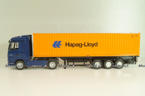 Mercedes-Benz Actros 1846 tractor with semi trailer container "Hapag-Lloyd" blue/orange, B66000810, NZG 1:50