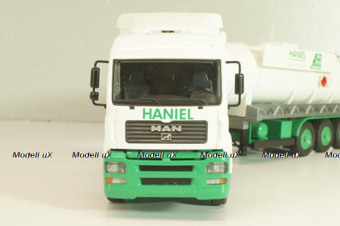 MAN TGS with semi-trailer vacuum truck "HANIEL" 2002, Conrad 1:50