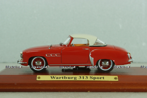 Wartburg 313 Sport 1957, red/white, Atlas, DDR-Auto Kollektion #21  1:43