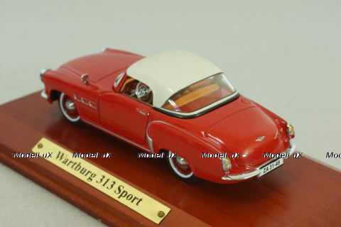 Wartburg 313 Sport 1957, red/white, Atlas, DDR-Auto Kollektion #21  1:43