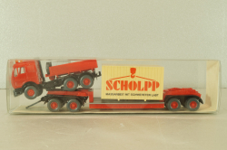Mercedes 3850 S Heavy Duty Truck with trailer 1985, red  29504, Wiking 1:87