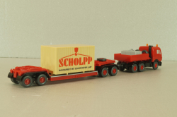 Mercedes 3850 S Heavy Duty Truck with trailer 1985, red  29504, Wiking 1:87