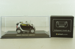 Smart fortwo cabrio black with body panel Fresh-Up (white), 0012497V001C51Q00, Minichamps 1:43