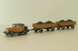 Hanomag ST 100 with 2 trailer, brown, 3500, Wiking 1:87