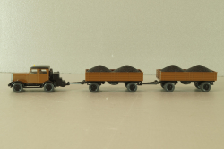 Hanomag ST 100 with 2 trailer, brown, 3500, Wiking 1:87