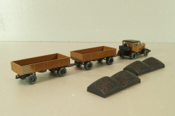 Hanomag ST 100 with 2 trailer, brown, 3500, Wiking 1:87