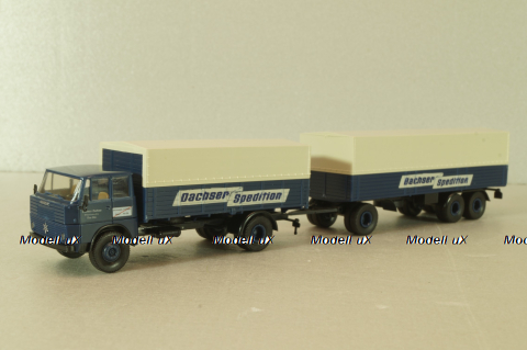 Henschel HS 16 with trailer 3-axel, Dachser Spedition, blue, 8251, Brekina 1:87