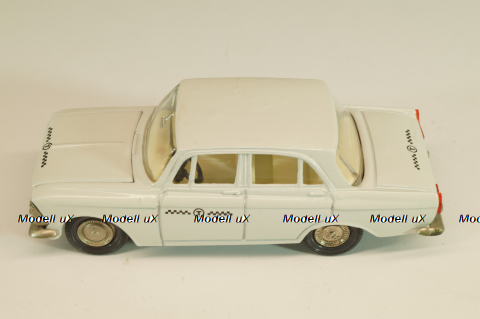 Москвич-408 А10, такси, белый, капот 3 зажима (ранний), Тантал/Радон 1:43