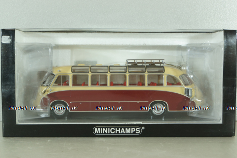Setra S 8 bus 1953, red/beige, 439030080, Minichamps 1:43