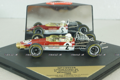 Lotus Ford 49 #2 D.Attwood, Monaco GP  1969, red, Formula 1, QFC99029, Quartzo 1:43