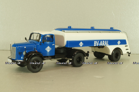 Mercedes-Benz L3500 truck with semi-trailer fuel tanker "Aral" 1937, blue/white, 18302, Premium Classixxs 1:43