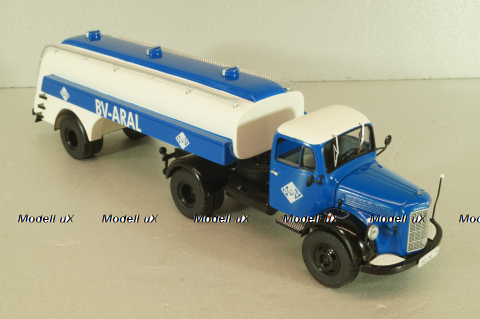 Mercedes-Benz L3500 truck with semi-trailer fuel tanker "Aral" 1937, blue/white, 18302, Premium Classixxs 1:43