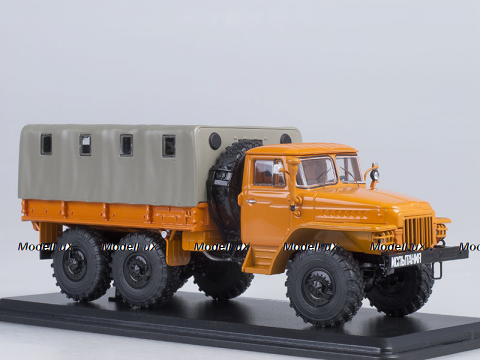 Урал-375Д бортовой с тентом 1964, оранжевый, SSM1104, SSM 1:43