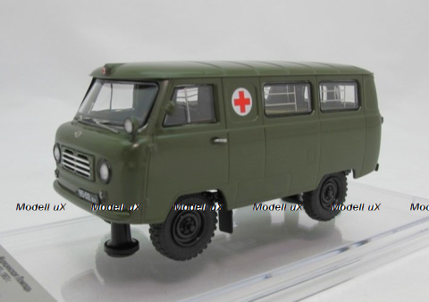 Уаз-450А, Медицинская Помощь» МО СССР - 1962 г. (интерьер армейский - 4 носилок), 145025, DiP Models 1:43
