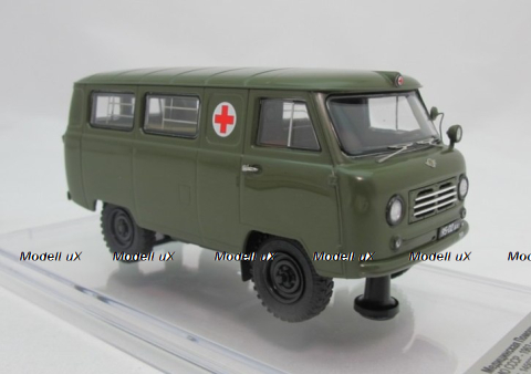 Уаз-450А, Медицинская Помощь» МО СССР - 1962 г. (интерьер армейский - 4 носилок), 145025, DiP Models 1:43