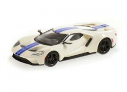 Ford GT 2018 white/blue, 870088020, Minichamps 1:87