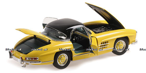 Mercedes 300 SL Roadster (W198) 1957 Yellow W/Hardtop, 180039044, Minichamps 1:18