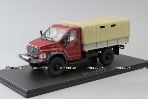 Газон NEXT C41A21 бортовой с тентом бордовый/бежевый , НАП Н234 1:43