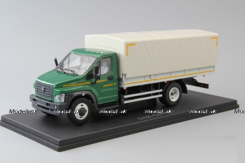 Газон NEXT C41R31 бортовой с тентом зеленый/серый Н233, НАП 1:43