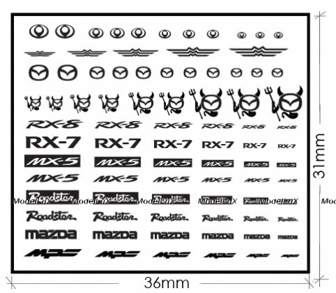 Mazda логотип, металлический, самоклеющийся, ZoomOn 1:24/1:43/1:64