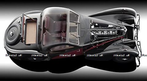 Bugatti Type 57SC Atalante 1937 Red/Black, 7828-Z75, Bauer 1:12