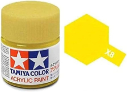 Акриловая глянцевая краска  Lemon Yellow (лимонный желтый), X-8, 81508 Tamiya